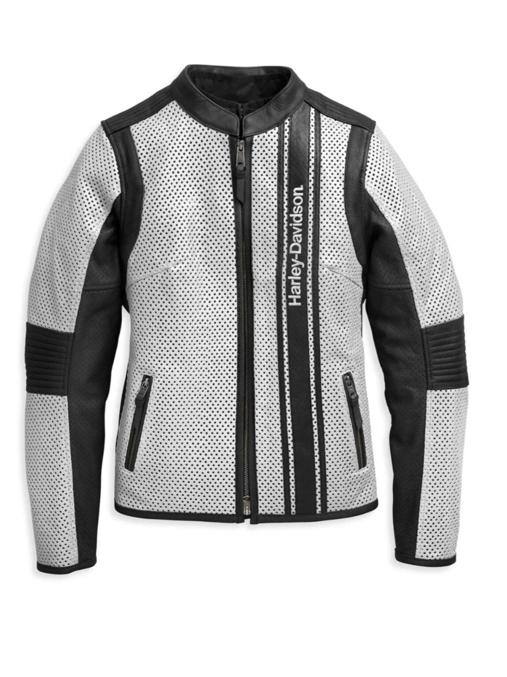 Harley Davidson HD Gray Perforated Leather Jacket Hideaway 97020 21V Women’s XL